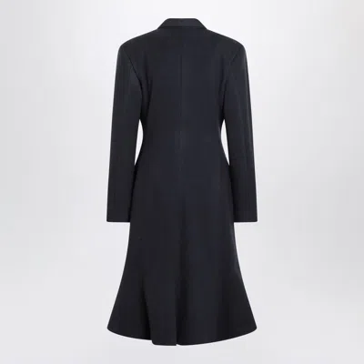 Balenciaga Women Godet Midi Double-breasted Wool Coat In Blue