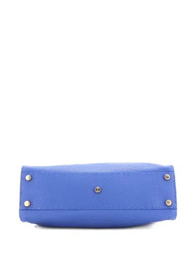 Pre-owned Fendi Peekaboo Bag Soft Leather Regular Shoulder Bag In Blue