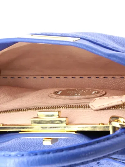 Pre-owned Fendi Peekaboo Bag Soft Leather Regular Shoulder Bag In Blue