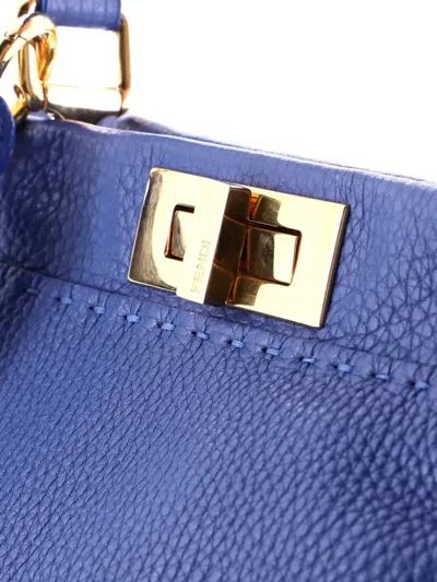 Pre-owned Fendi Peekaboo Bag Soft Leather Regular Shoulder Bag In Blue