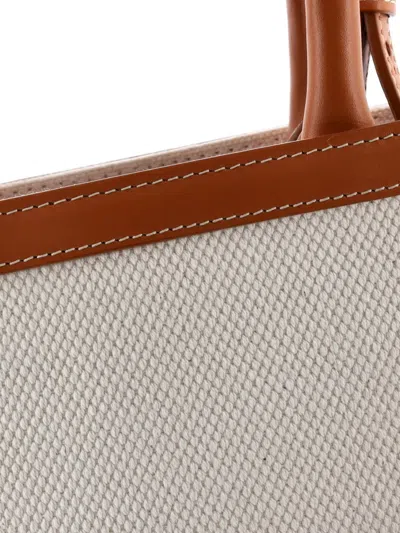 Pre-owned Celine Vertical Cabas Canvas With Leather Mini Tote Bag In Neutral