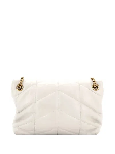 Pre-owned Saint Laurent Loulou Puffer Shoulder Bag Quilted Leather Small Crossbody Bag In Neutral