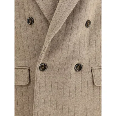 Lardini Double-breasted Knit Jacket In Neutral