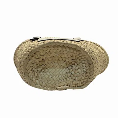 Pre-owned Loewe Beige Brown White Raffia Leather Basket Tote Bag ()
