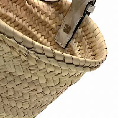 Pre-owned Loewe Beige Brown White Raffia Leather Basket Tote Bag ()
