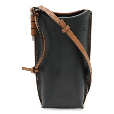 Pre-owned Loewe Black Brown Leather Pochette Pouch Shoulder Bag () In Multi