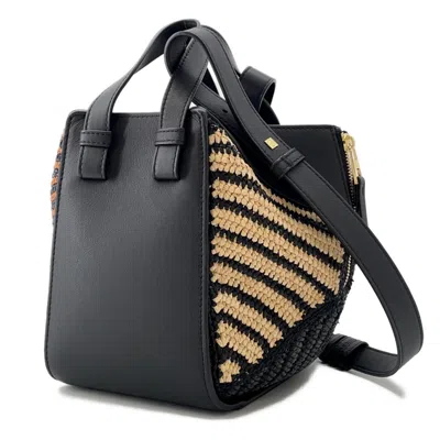 Pre-owned Loewe Black Orange Raffia Handbag Shoulder Bag () In Multi