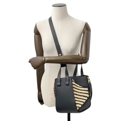 Pre-owned Loewe Black Orange Raffia Handbag Shoulder Bag () In Multi