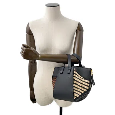 Pre-owned Loewe Black Orange Raffia Handbag Shoulder Bag () In Multi