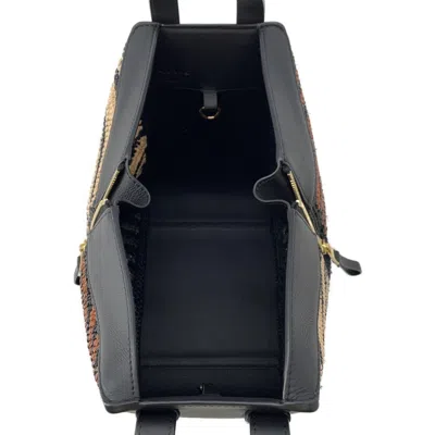 Pre-owned Loewe Black Orange Raffia Handbag Shoulder Bag () In Multi