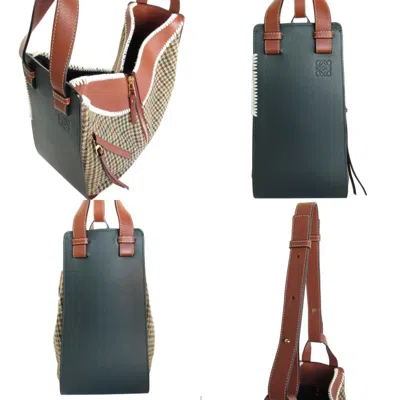 Pre-owned Loewe Brown Dark Green Leather Wool Handbag Shoulder Bag ()