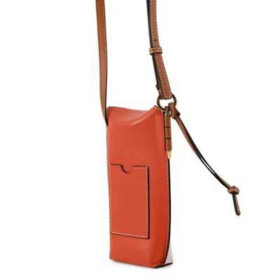 Pre-owned Loewe Brown Orange Pink Leather Pochette Shoulder Bag ()
