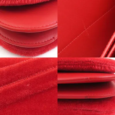 Pre-owned Loewe Gold Red Color Leather Mohair Metal Clutch Bag Shoulder Bag ()