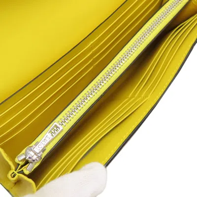 Pre-owned Loewe Gray Yellow Leather Long Wallet (bi-fold) ()