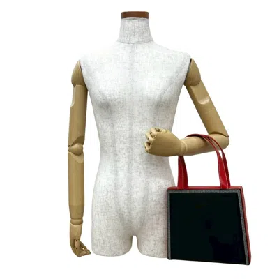 Pre-owned Loewe Navy Red Color Yellow Leather Handbag Tote Bag ()