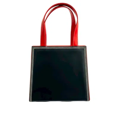 Pre-owned Loewe Navy Red Color Yellow Leather Handbag Tote Bag ()