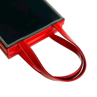 Pre-owned Loewe Navy Red Color Yellow Leather Handbag Tote Bag ()