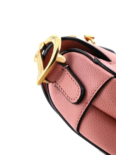 Pre-owned Dior Saddle Handbag Leather Mini Shoulder Bag In Pink