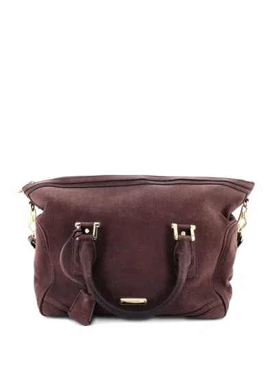 Pre-owned Burberry Kirley Leather Medium Satchel In Brown