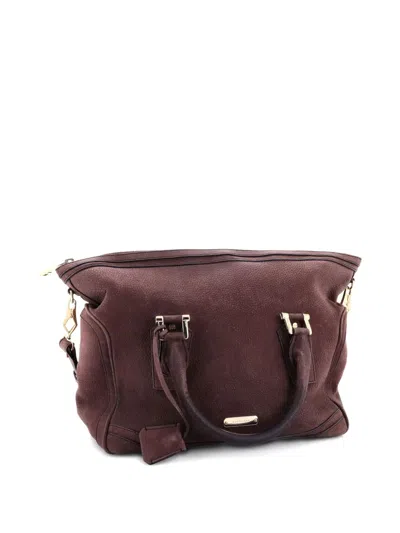 Pre-owned Burberry Kirley Leather Medium Satchel In Brown