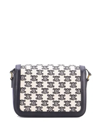 Pre-owned Celine Triomphe Triomphe Canvas Medium Shoulder Bag In Neutral