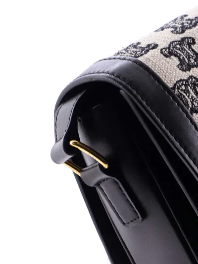 Pre-owned Celine Triomphe Triomphe Canvas Medium Shoulder Bag In Neutral