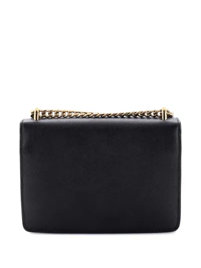Pre-owned Prada Envelope Flap Chain Shoulder Bag Saffiano Leather Small Crossbody Bag In Black