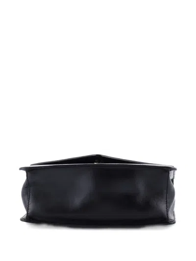 Pre-owned Prada Envelope Flap Chain Shoulder Bag Saffiano Leather Small Crossbody Bag In Black