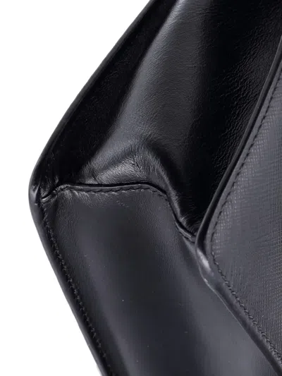 Pre-owned Prada Envelope Flap Chain Shoulder Bag Saffiano Leather Small Crossbody Bag In Black