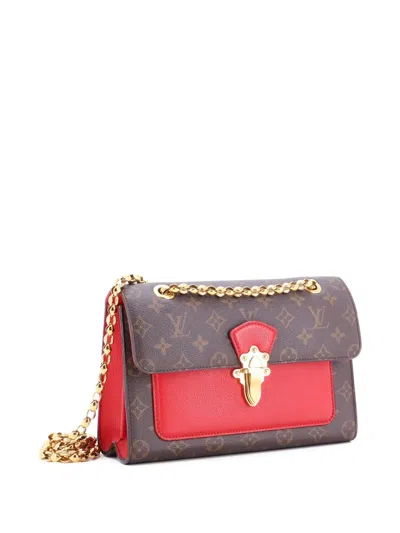 Pre-owned Louis Vuitton Victoire Handbag Monogram Canvas And Leather Shoulder Bag In Brown