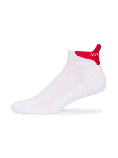 Alexander Mcqueen Mcqueen Men's Logo Cotton-blend Ankle Socks In White