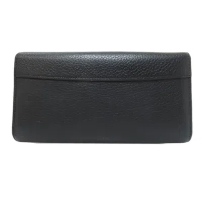Pre-owned Louis Vuitton Black Leather Long Wallet (tri-fold) ()