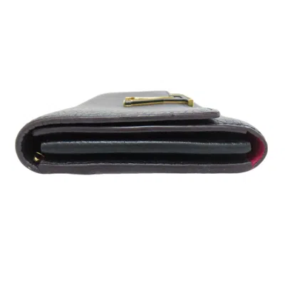 Pre-owned Louis Vuitton Black Leather Long Wallet (tri-fold) ()