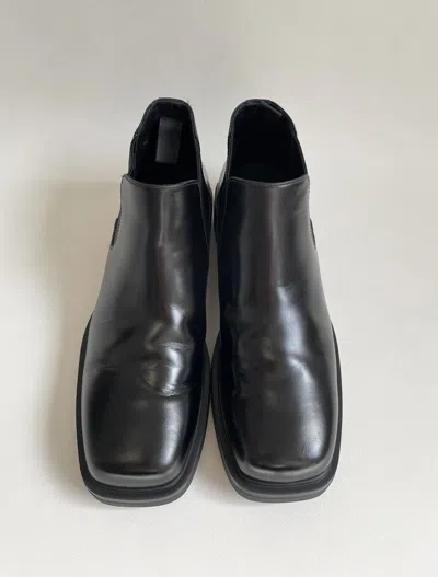 Pre-owned Prada Black Leather ‘square Toe Boots'