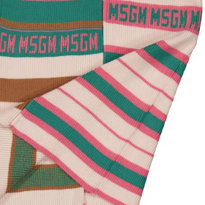Msgm Kids Multicolor Striped Ribbed Knit Skirt In Multi
