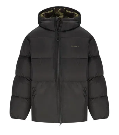Carhartt Wip Toronto Camo Duck Black Hooded Padded Jacket In Black