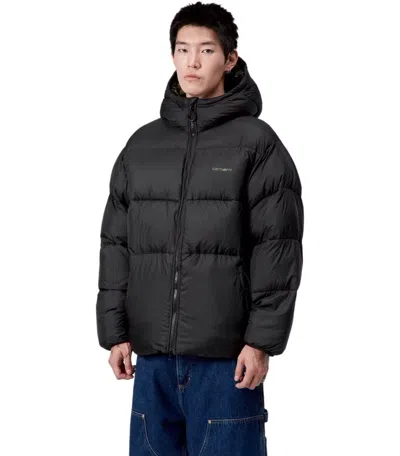 Carhartt Wip Toronto Camo Duck Black Hooded Padded Jacket In Black