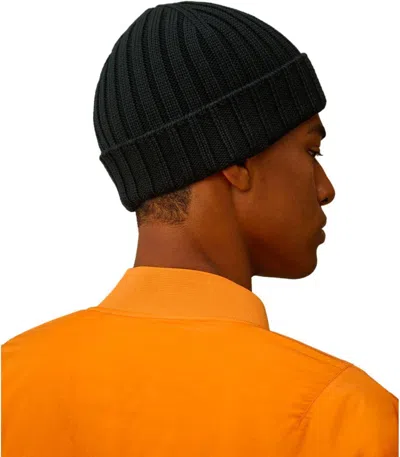 C.p. Company Black Ribbed Beanie In Black