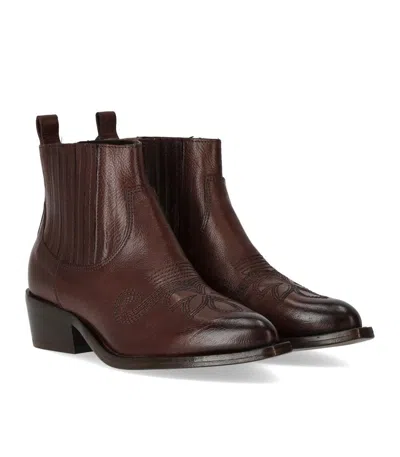 Duccio Del Duca Ebony Texan Ankle Boot In Burgundy