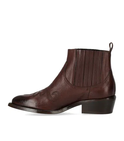 Duccio Del Duca Ebony Texan Ankle Boot In Burgundy