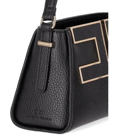Elisabetta Franchi Black Handbag With Maxi Logo In Orange