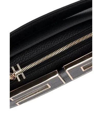 Elisabetta Franchi Black Handbag With Maxi Logo In Orange