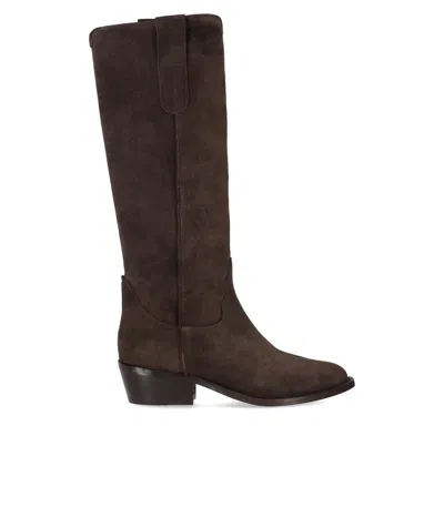 Duccio Del Duca Dark Brown Texan Boot In Animal Print