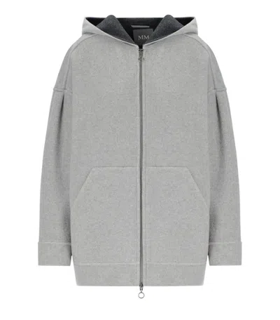 Mm Max Mara Sottile Light Grey Hooded Jacket In Gray