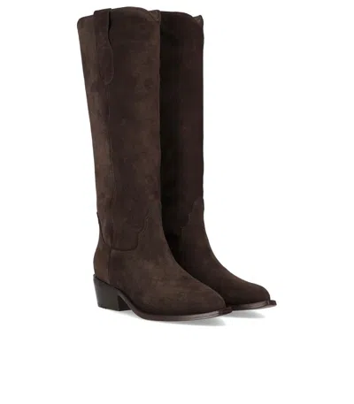 Duccio Del Duca Dark Brown Texan Boot In Animal Print