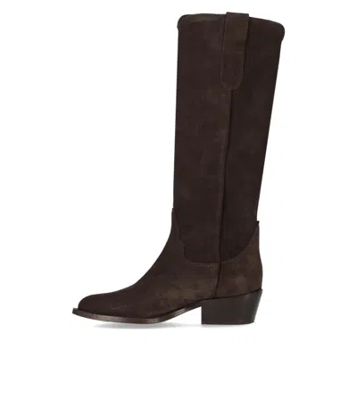 Duccio Del Duca Dark Brown Texan Boot In Animal Print