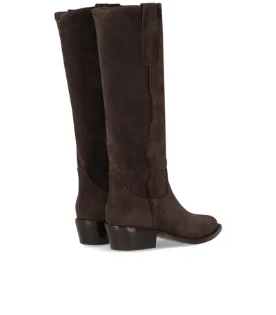 Duccio Del Duca Dark Brown Texan Boot In Animal Print