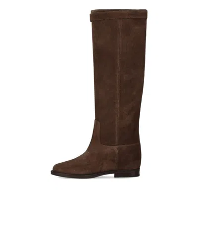 Via Roma 15 Santa Monica Brown High Boot With Padlock In Brown