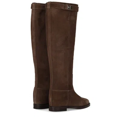 Via Roma 15 Santa Monica Brown High Boot With Padlock In Brown