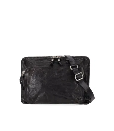 Campomaggi Arenite Black Crossbody Bag In Orange